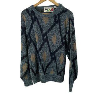 Vintage Men's WR Gass Blue Diamond Grandpa Sweater Size Medium M